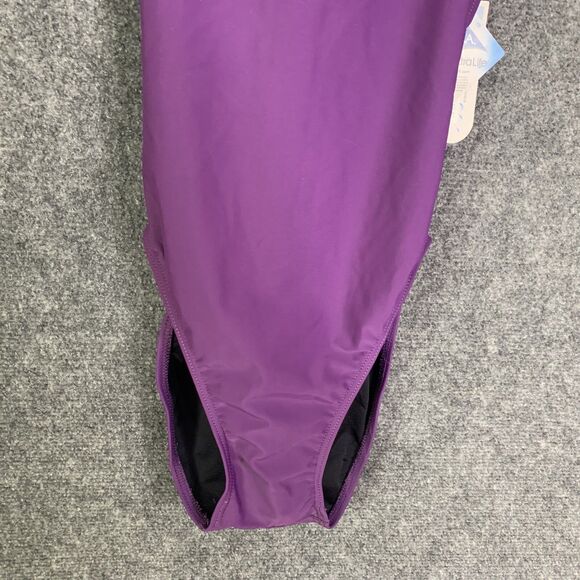 Sporti 1 Pc Bathing Suit NWT Padded Bra High Leg Thin Strap Purple Sz 32 - Picture 3 of 11